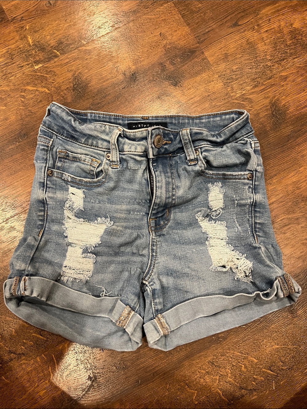 Aeropostale High Rise Distressed Jean Shorts - Size 0